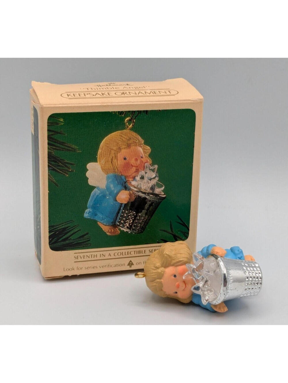 Hallmark Keepsake Thimble Angel 1984, 7th in Series Vintage Christmas Ornament
